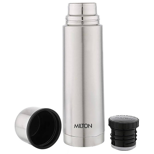 Milton Plain Lid 350 ml Thermosteel flask 350 ml, 24 Hr Hot and Cold I Leak Proof Lid with Jacket, ISI Certified I Vacuum Insulated I for Office, Gym, School