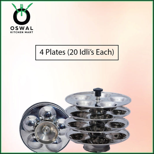 Stainless Steel 4-Tier Mini Idli Plate With Stand | Makes 20 Mini Idlis at Once | Pack of 1