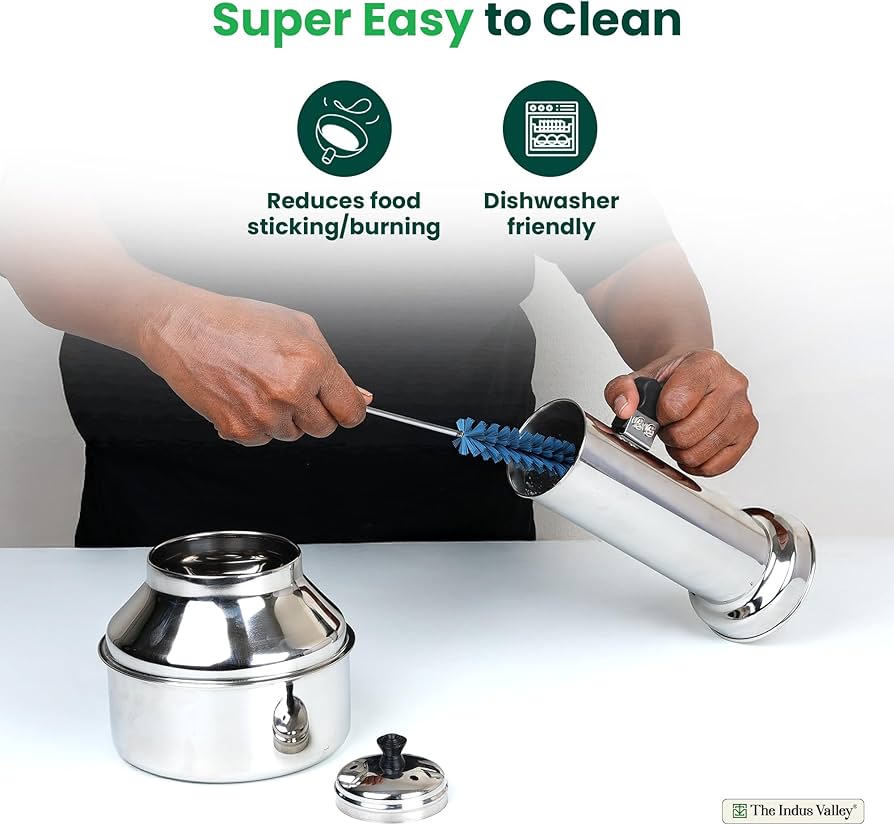 Indus Valley Stainless Steel Puttu Maker | Gas & Induction Compatible |  Length-33.5cm (Pack Of 1)