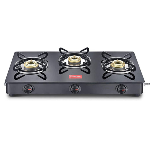 Prestige Magic Toughened Glass Top 3 Brass Burner Gas Stove