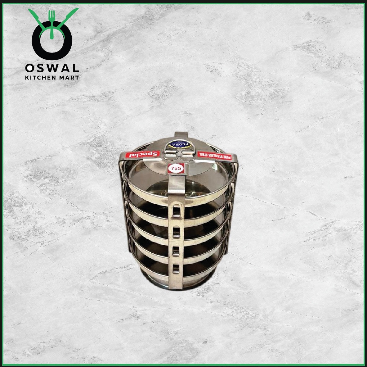 Stainless Steel 5 Plate Thatte Idli Stand| Thatte Idli Plate with Stand| Stainless Steel Dhokla/Thatte Idli Stand With 5 Plates| Pack of 1