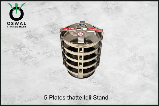 Stainless Steel 5 Plate Thatte Idli Stand| Thatte Idli Plate with Stand| Stainless Steel Dhokla/Thatte Idli Stand With 5 Plates| Pack of 1