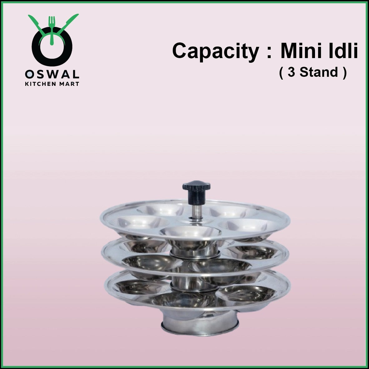 Stainless Steel 3-Tier Mini Idli Plate With Stand | Makes 15 Mini Idlis at Once | Pack of 1