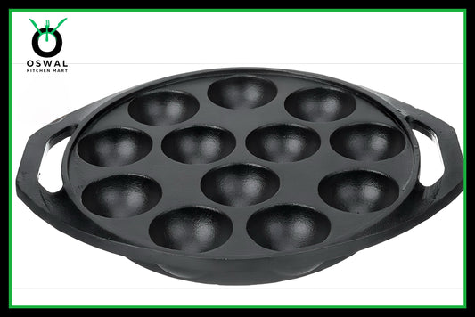 Cast Iron Paddu Appe Maker (12 Cavity) Premium Cast Iron 12cavity Paniyaram Paddu Maker Pre-Seasoned