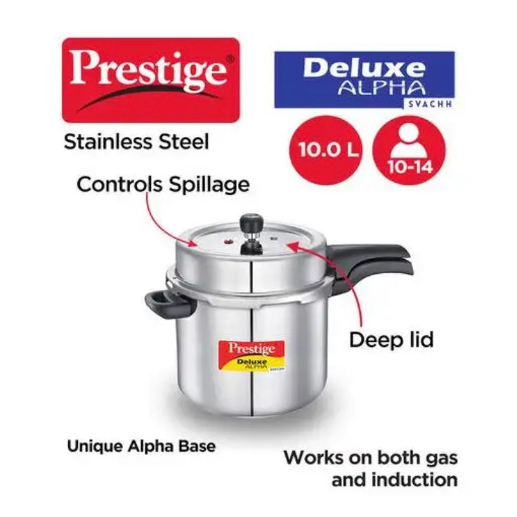 Prestige 10L Deluxe Alpha Svachh Stainless Steel Pressure Cooker