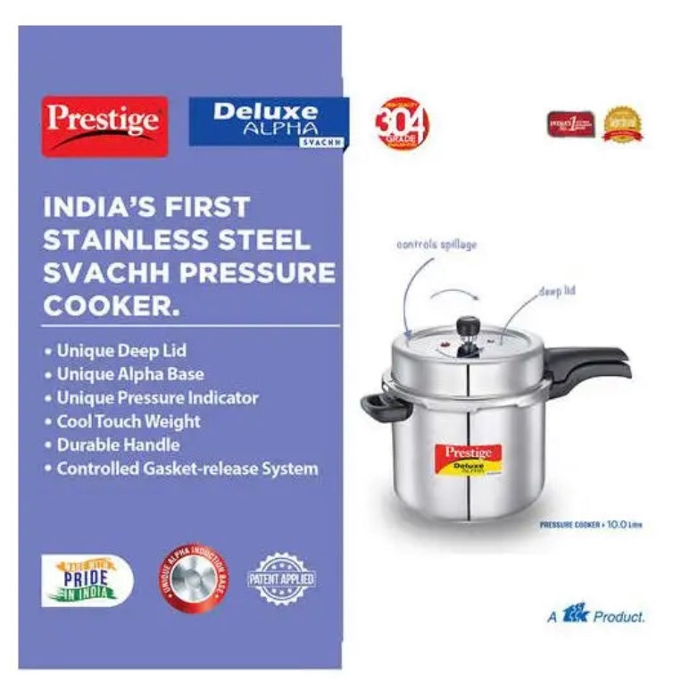 Prestige 10L Deluxe Alpha Svachh Stainless Steel Pressure Cooker