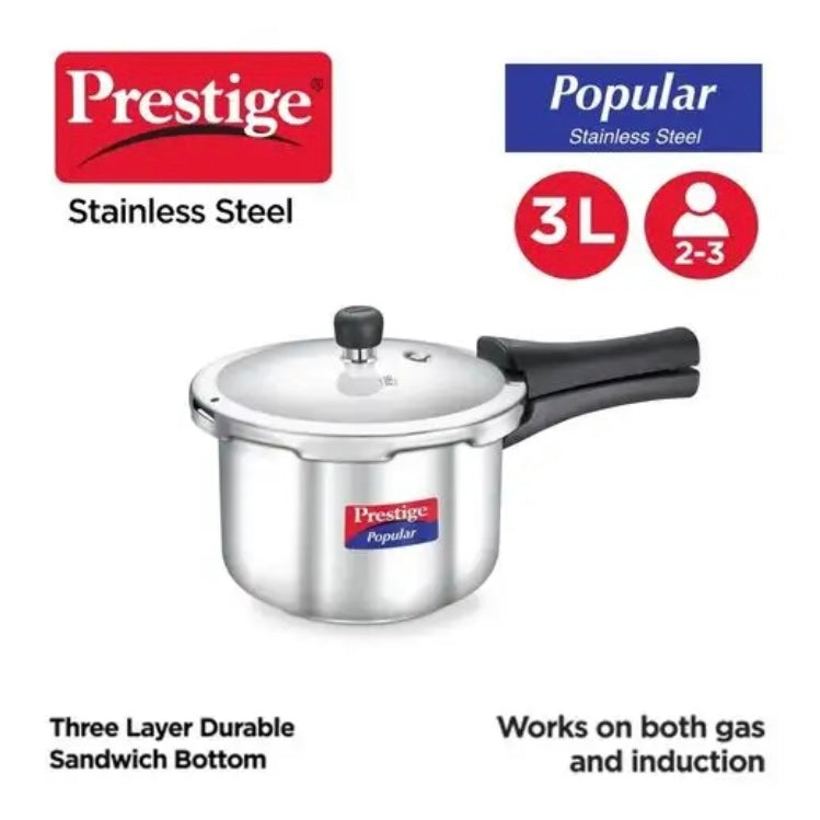 Prestige Popular  Stainless Steel 3L  Pressure Cooker