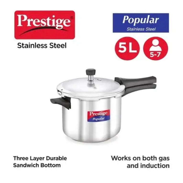 Prestige Popular Stainless Steel 5L Pressure Cooker