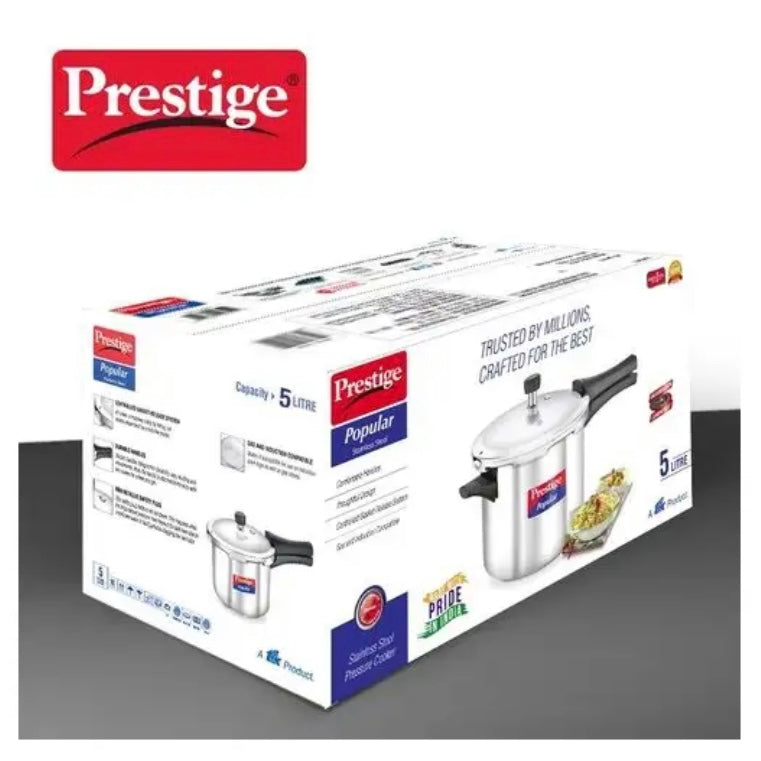 Prestige Popular Stainless Steel 5L Pressure Cooker