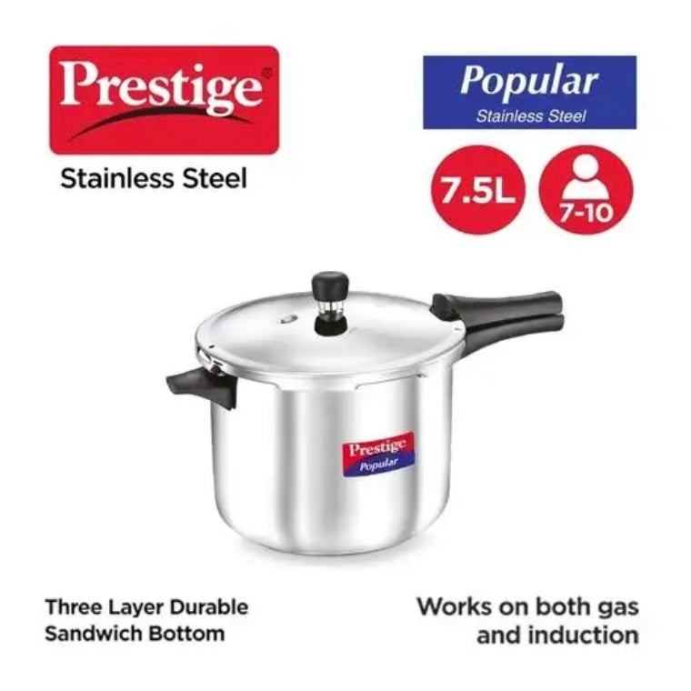 Prestige Popular Stainless Steel 7.5L Pressure Cooker