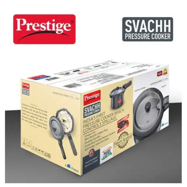 Prestige Svachh 7.5L Outer Lid Pressure Cooker With Hard Anodized Aluminium Body (Black)