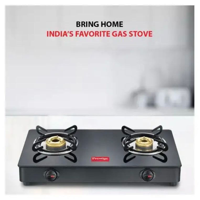 Prestige Magic Toughened Glass Top 2 Brass Burner Gas Stove