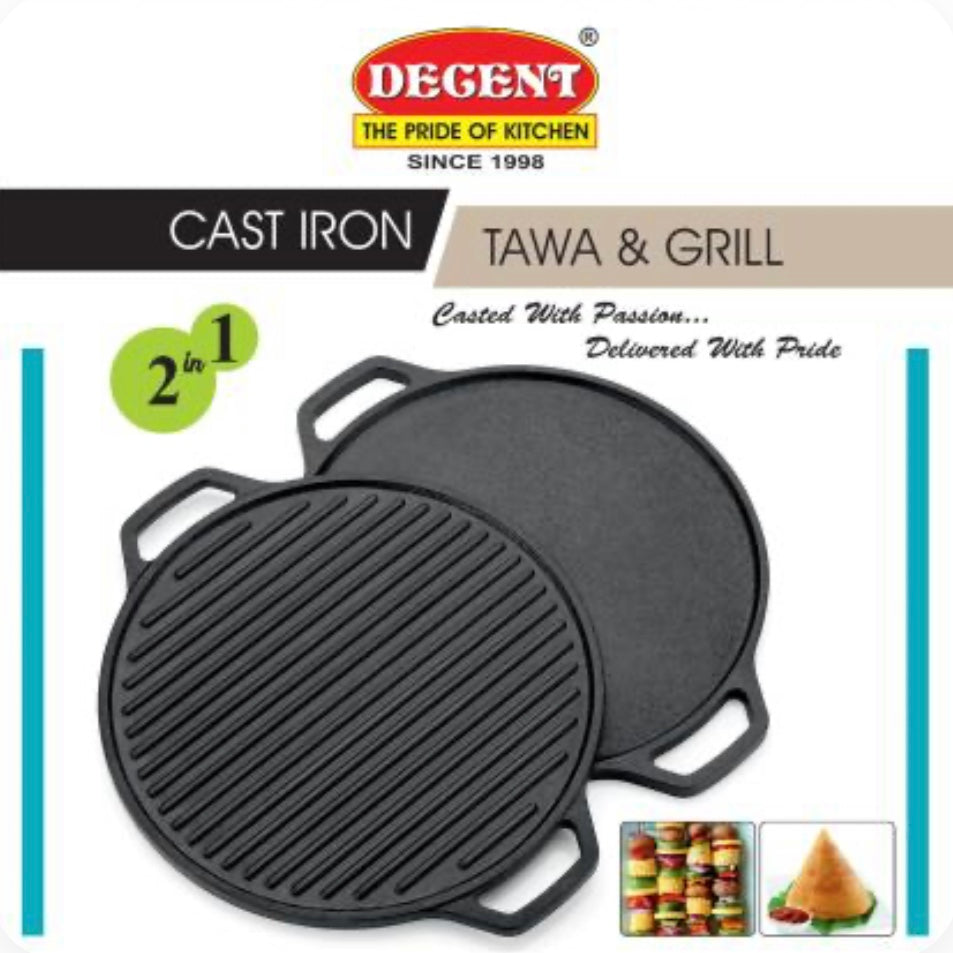 Cast Iron 2 In 1 Tawa & Grill