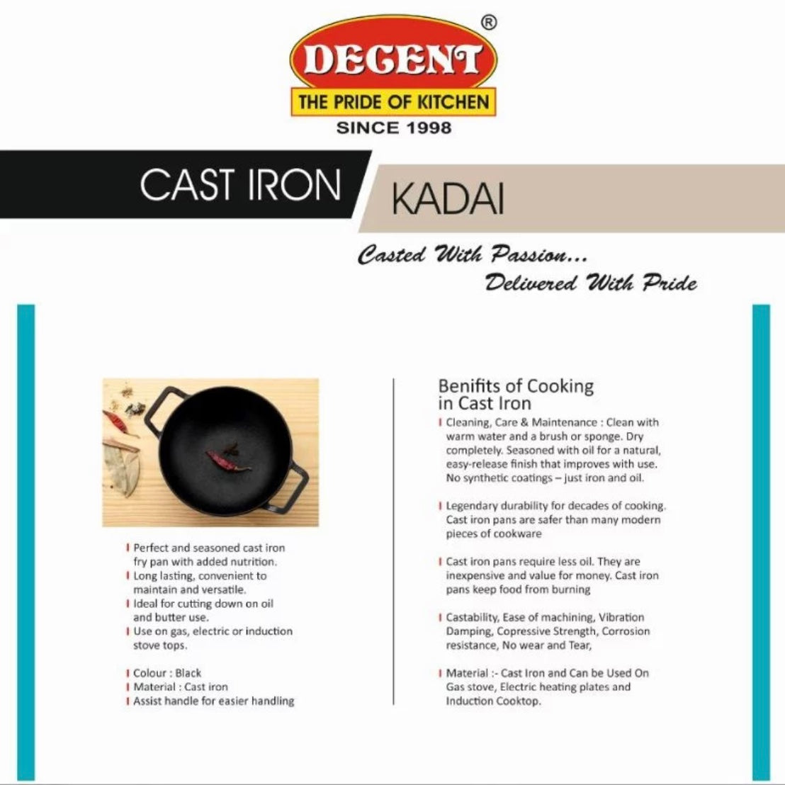 Cast Iron Kadai (22cm)