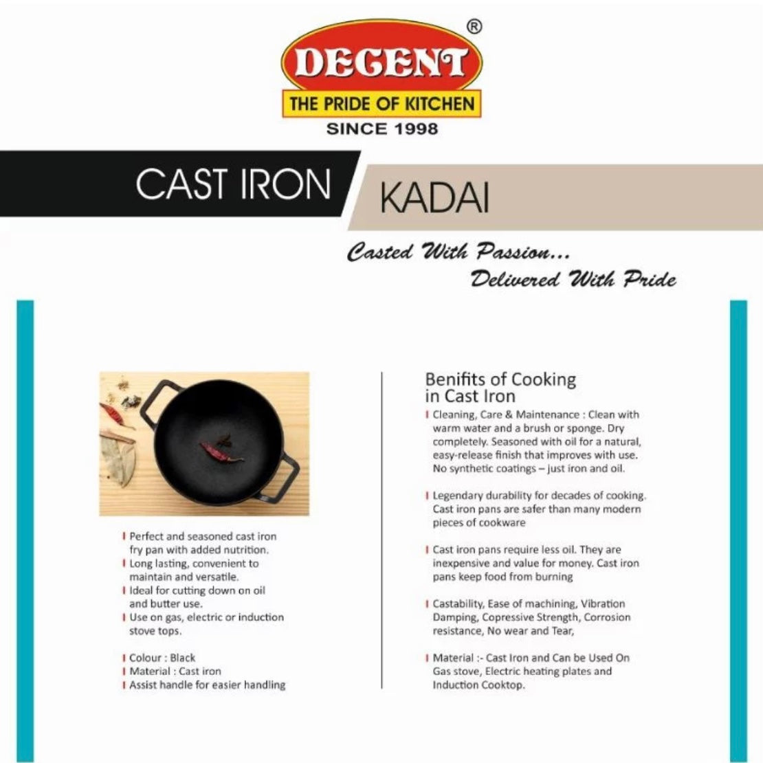 Cast Iron Kadai (26cm)