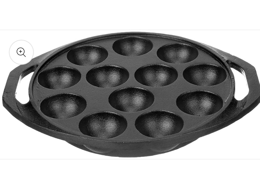 Cast Iron Paddu Appe Maker (12 Cavity) Premium Cast Iron 12cavity Paniyaram Paddu Maker Pre-Seasoned